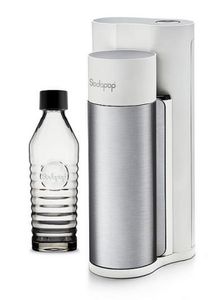SODAPOP Wassersprudler Harold, silber/weiß, 2x Glaskaraffen, 1x PET Flasche, CO2 Zylinder