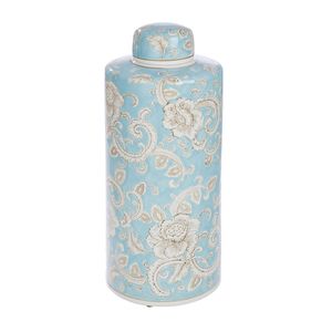 Gilde Deckelvase zylindrisch "Fayencen" H. 44 cm 34860