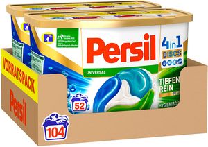 Persil Universal 4in1 Discs (104 Waschladungen), Vollwaschmittel mit Tiefenrein-Plus Technologie und langanhaltender Frische, Waschmittel für leuchtende Farben
