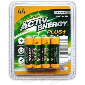 ACTIV ENERGY PLUS+ AKKU AKKUS AA MIGNON HRL6 2500 mAh NiMH Akkus Wiederaufladbare Batterien - 4 Stück