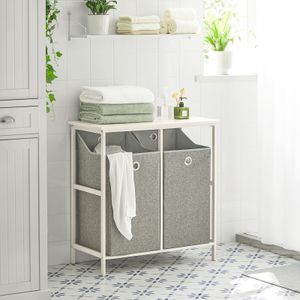 SoBuy BZR57-W Skříňka na prádlo prádelna prádelní koš Koupelnová skříňka světle šedá WHT cca: 77x80x38cm