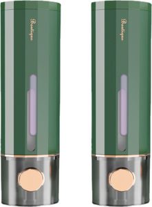 2 Stück Seifenspender Wandbefestigung, Handseifenspender Soap Dispenser, Ohne Bohren 450ml, Wand Spülmittelspender für Shampoo, Händedesinfektionsmittel, Spülun (Grün)