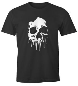 Herren T-Shirt Print Totenkopf Skull Blood Blut Paint Badge Fun-Shirt Moonworks® anthrazit 5XL