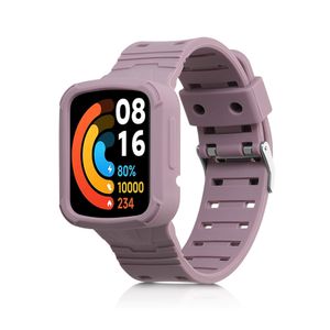 kwmobile Sportarmband kompatibel mit Xiaomi Mi Watch Lite / Redmi Watch - Armband TPU Silikon für Fitnesstracker - mit Schutz Bumper Purple Cloud
