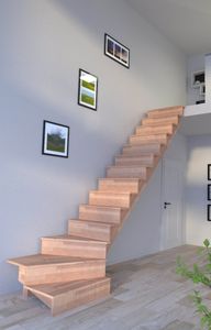 Drevené schodisko Lindos (buk) v ¼ točitom prevedení pravé - 80 cm - bez zábradlia - so stúpačkami