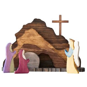 Ostern Auferstehungsszenen Set, Osterkrippe aus Holz, Jesus Auferstehungs- Set für Ostern, Herzstück für den Tisch, beste Bastelgeschenke für Ostern