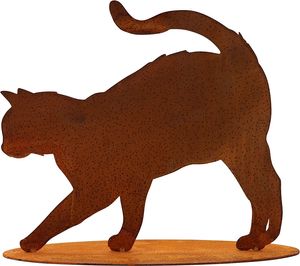 Katze "Elly" | auf Bodenplatte | Edelrost Metalldeko Figur