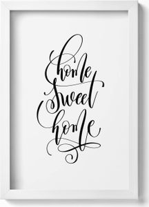 Dekorative Beschriftung für die Wohnung „Home sweet home“– Wandbild mit Rahmen – Gerahmtes Bild  – Wanddekoration – 20x30 cm – Weiß