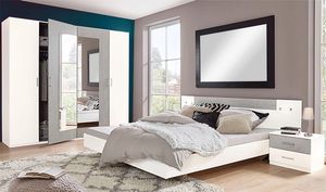 Schlafzimmer Set komplett 4-teilig Angie weiß / beton lichtgrau