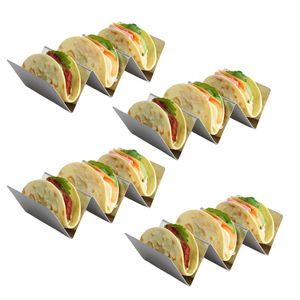 CANDeal 4 Solide Burrito-Racks, Sicheres Taco-Rack aus Edelstahl, für bis zu 3 Taco-Geschirrspüler und Ofen und Grill für den Restaurant- und Heimgebrauch