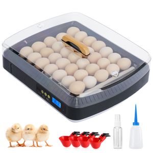 35 Eier Inkubator Brutautomaten, Vollautomatisch Brutkasten mit Temperatur- und Luftfeuchtigkeitsanzeige, Automatische Wendung der Eier, Einstellbarer Abstand der Eier, schwarz