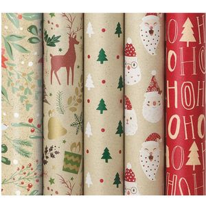 Geschenkpapier für Weihnachten – ECO-Graspapier – Geschenkpapier – 150 x 70 cm – 5 Rollen