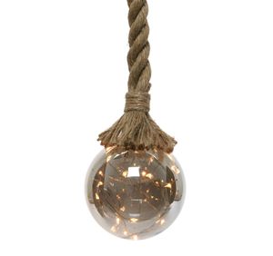15 LED Vintage Hanfseil Deko Glas Kugel Seil Hängelampe Pendelleuchte 10 cm
