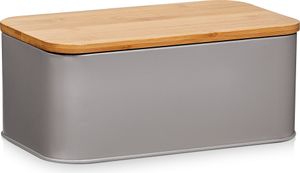 Zeller Brotkasten m. Holz Deckel, Metall, matt taupe