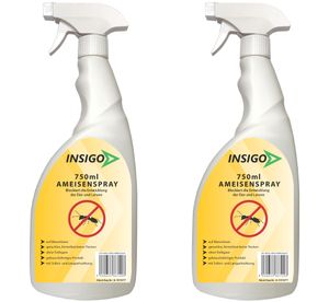 INSIGO 2x750ml Ameisenspray Ameisenmittel Ameisen-Gift gegen Ameisen-Bekämpfung Ameisenfrei