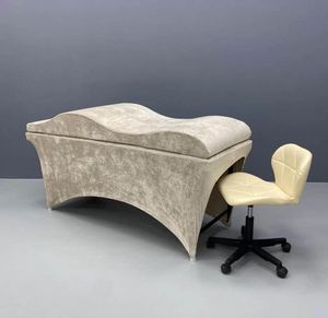 Wave Matratze mit Memory Foam 180x60 für Kosmetikliege, Massageliege, mit Bezug aus Velours, 01 beige