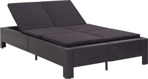2-Personen-Sonnenliege mit Auflage Schwarz Poly Rattan , Gartenliegen Design 2024