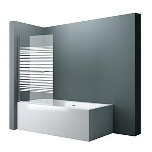 doporro 90x140 cm Design-Duschwand für Badewanne Badewannenaufsatz Duschabtrennung 6mm ESG-Sicherheitsglas nach DIN EN 12150-1 teilsatiniert inkl. NANO-Beschichtung Badewannenfalt