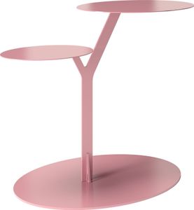Beistelltisch IROKO mit 2 Ablagen / Metall / Kaffeetisch - Sofatisch - Laptoptisch / Oval 44,5 x 54 x 32 cm / Hellrosa