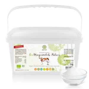 NurBio® Magermilch Pulver fettarm5 kg – Milchpulver,Magermilch, haltbarer Frischmilchersatz, organic milk powder