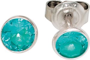 JOBO Ohrstecker rund 925 Sterling Silber rhodiniert 2 Zirkonia Ohrringe