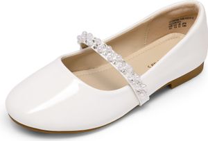 DREAM PAIRS Mädchen Mary Jane Strap Flache Schuhe Ballerinas Prinzessin Schuhe Flache Schulschuhe Wei?-PAT-New-E SERENA-100-KIDS-E Gr??e 35 (EUR)