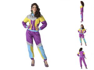 Karnevalskostüm Faschingskostüm Verkleiden Damen 80er Jahre Trainingsanzug Lila