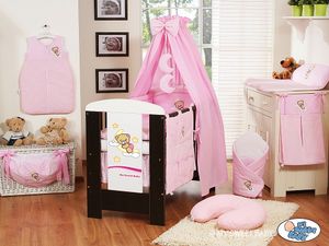 Rosa Betthimmel für Kinderbett mit Himmelstange Halterung aus Stoff - Betthimmel für Mädchen von KleinBaby