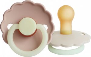 FRIGG Daisy Leuchtfunktion Schnuller Cream / Blush 0-6 Monate 2 Stück