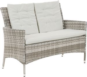 greemotion Dining Set Parma 4-teilig, Polyrattan Gartenmöbel Sofa- Set, Kissen Grau
