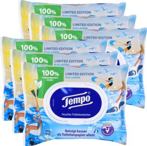 Tempo Feuchte Toilettentücher Blue Lagoon 42 Tücher (6er Pack)