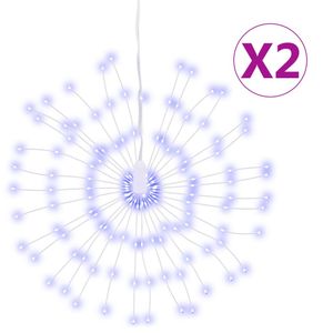 vidaXL Weihnachtsbeleuchtungen Feuerwerk 2 Stk. 140 LEDs Blau 17 cm