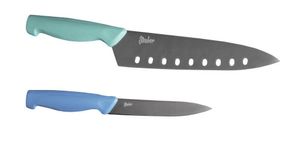 Steuber 2-tlg. Messer Set, Chefmesser & Allzweckmesser, scharfe Titanium-beschichtete Stahlklingen, ergonomischer Griff