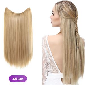 SassyGoods® Premium Haarverlängerungen – Blond Glatt – Unsichtbarer Scheitel – Natürlicher Look – Haarverlängerung – Halbe Perücke Damen – 45 cm