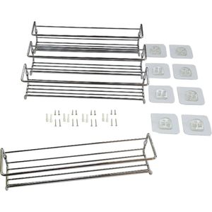 4er Set Gewürzregale aus Metall für Gewürzdosen inkl. Klebepads und Schrauben