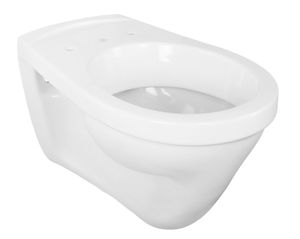 aquaSu® Wand WC Universal weiß, Flachspül WC mit Stufe, Hänge-Toilette, Abgang waagerecht, 52 cm Ausladung, Toilette wandhängend, Sanitärkeramik weiss, 563444