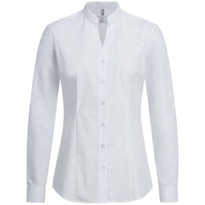 Greiff Corporate Wear BASIC Damen Bluse Langarm Stehkragen V-Ausschnitt Regular Fit Baumwollmix ® Pflegeleicht Weiß 44