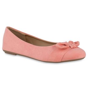 VAN HILL Damen Klassische Ballerinas Übergrößen Schleifen Schlupf-Schuhe 840820, Farbe: Coral, Größe: 44