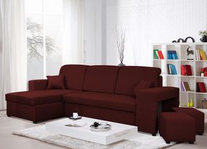 Ecksofa ALEX mit Schlaffunktion und Bettkasten - Couch Sofa L-Form - universal links / rechts - Burgund