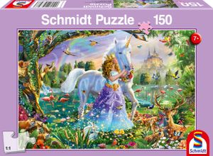 Puzzle 150T Prinzessin mit Einhorn und Schloss
