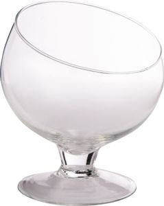 OBLIQUE glass bowl on feet large - klar - 20x20x19cm - Glas