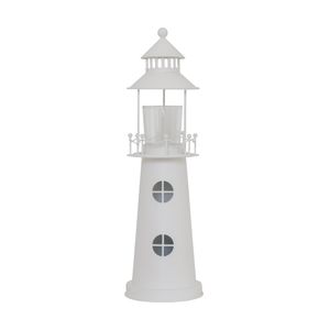 Leuchtturm WHITE OCEAN weiß aus Metall H37cm Windlicht Deko Beach House