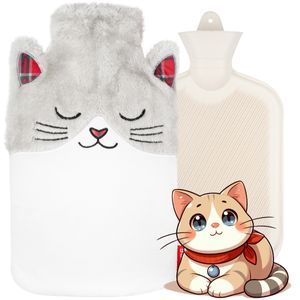 Große Wärmflasche KATZE 1,8 L von SOXO – Gummiwärmflasche im Plüschbezug – Geschenk zum Geburtstag