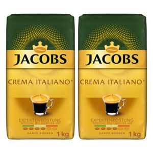 JACOBS Kaffeebohnen Expertenröstung Crema Italiano Bohnenkaffee 2 x 1 kg ganze Bohne