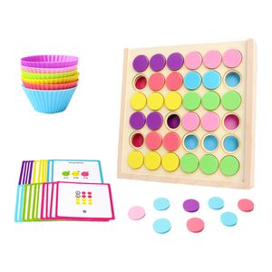 Montessori Holz Coolor Match Spielzeug Kognitive Kinder Baby Frühes Lernspielzeug Geschenke für Jungen Mädchen