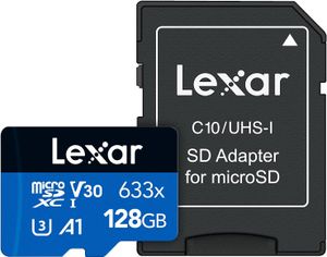 Lexar High-Performance 633x Micro SD Karte 128GB, microSDXC UHS-I Karte, Bis Zu 100MB/s Lesegeschwindigkeit, Speicherkarte Micro SD, Kompatibel mit Switch, Handys und Tablets (LSDMI128BBEU633A)