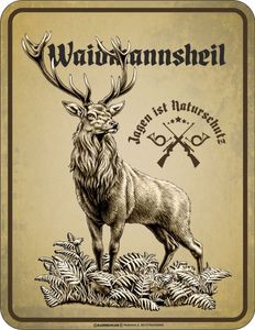 Jäger - Waidmannsheil - hochwertig bedrucktes Blechschild - Größe 17x22 cm