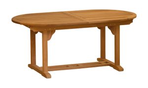 Gartentisch Premium Teak Ausziehtisch 150 x 100 cm, klassischer Holztisch aus Teak ausziehbarer und unbehandelter Teaktisch oval