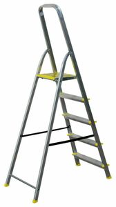 FORTENA Haushaltsleiter mit 5 Stufen – Profi-Leiter aus Aluminium, 3m Arbeitshöhe, bis zu 120 kg Belastung, Stehleiter für Haus und Wohnung