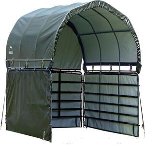 ShelterLogic Weidezelt, Weideunterstand mit Seitenverkleidung 370 x 370 x 170 cm grün 370 x 370 x 170 cm (L x B x H) ohne Stahlgestell